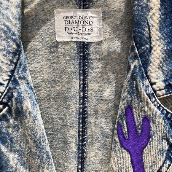 Vintage GEORGI DUWE Jean Coat Sz L Acid Wash Blue Denim Embroidery Duster Jacket - Picture 2 of 6